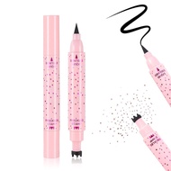 DAGEDA Eyeliner Freckle Pen, 2-in-1 Medium Freckles Stamp & Black Liquid Liner, Waterproof, Natural-