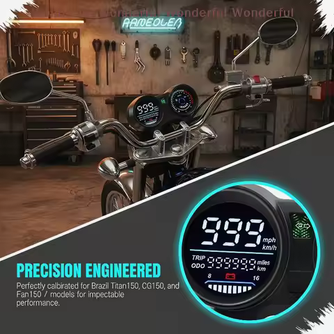 Motorcycle Speedometer LED Digital Dashboard RPM Speed Fuel Level Volt Meter For Brazil TITAN 150 CG