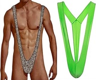 Lichma 2pcs Mens Sexy Borat Mankini Swimsuit Thong V Sling Stretch Underwear
