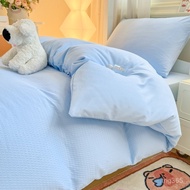 Taiwan Ready Stock 2025 Round Bean Yarn Waffle Student Bed Set Quilt Cover/Pillowcase/Bed Pack Dormi