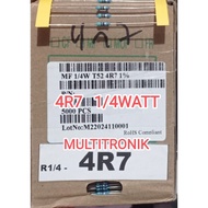 Metal Resistor 4R7 1/4Watt MF 1/4W T52-4R7-1% Taiwan Resistor