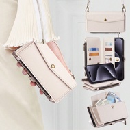 กระเป๋าสะพายข้างและกระเป๋าสตางค์แบบมัลติฟังก์ชั่นมีซิป ปุ่มด้านข้าง สายสะพายปรับได้ ช่องใส่บัตร สายร