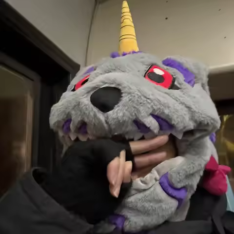 Animation Digimon Adventure Gabumon Plush Hat Scarf Glove Multifunctional Warm Winter Decoration Cou