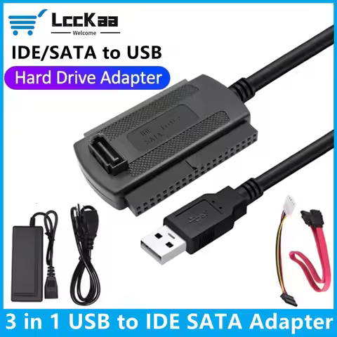 3 in 1 IDE SATA to USB Adapter Cable USB to SATA IDE Converter for 2.5 3.5 Inch SSD HDD with AC Adap