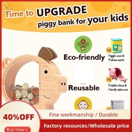 For Kids Large Piggy Bank Cute Unbreakable Wood Money Bank