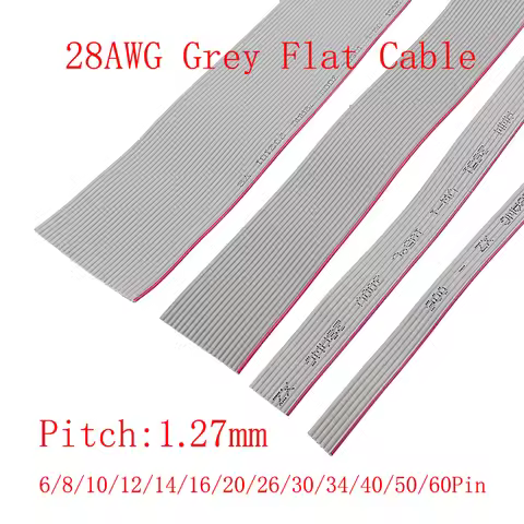 1M Pitch 1.27mm Grey Flat Ribbon Cable 6/8/10/12/14/16/20/26/34/40/50/60 Pin 28AWG Flat Cable Wire f