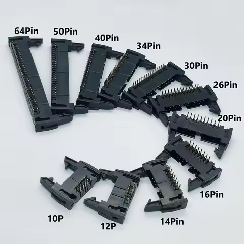 10Pcs DC2 10/12/14/16/20/26/30/34/40/50/64 Pin 2.54mm Pitch Male Socket Bent Needle Idc Box Headers 