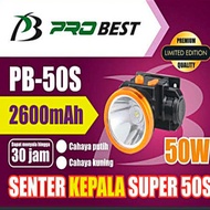 BAYARA DITEMPAT -Senter Kepala Selam 50 Watt PRO BEST  Cahaya Putih Dan Cahaya Kuning Putih