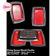 MERAH GYOZA/ PLATES PACIFIC GYOZA SQUARE PLATES JAPANESE/ PLATES BLACK RED SQUARE PLATES