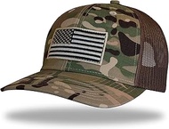 Camo Hat Hunting Trucker Snapback 112 Hat for Men or Women with American Flag USA Military Afghanist