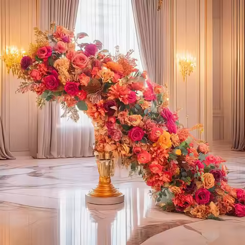 2M Coffee Colored Long Row Flower Wedding Background Wall Decoration Flower Row Hotel Arch Window Di