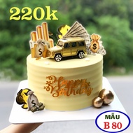 Trang trí sinh nhật với bánh kem giả  bánh sinh nhật màu kem gân ô tô  B80