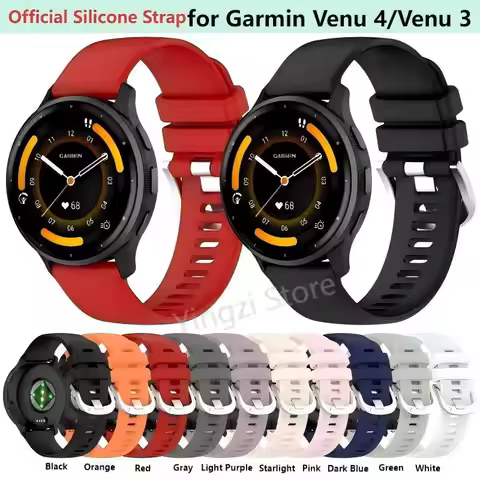 18mm 20mm 22mm Official Silicone Strap for Garmin Venu4 Wistband for Garmin Venu 4 Venu 3 Replacemen