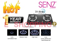 SENZ SZ-GS388 Tri-Ringz Twin Burner Gas Stove with 6.4kW Fast Ignition 4 Fire Mode BLACK