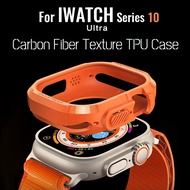 Carbon Fiber Texture TPU Protective Case for iWatch Series 11 Ultra 3 49MM 46MM 42MM Watch Case Rugg