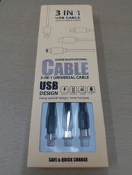 ZOHO 3 in 1 usb cable quick charge, 三合一快叉線