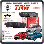 Perodua Myvi Lagi Best  Icon  Axia  Bezza Front Brake Pads Disc Brake Pad  Rear Brake Lining Shoe TR