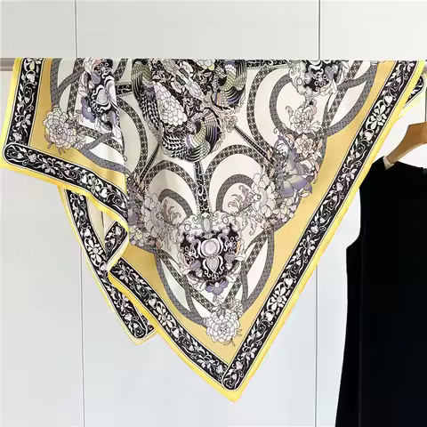 Women 14MU Real Silk Shawls and Wraps 88x88cm Square Twill Silk Scarf for Summer Autumn Spring Winte