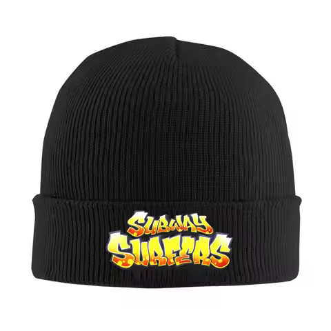 Subway Surfers funny game Knitted Hat for Women Men Beanie Winter Hats Acrylic Crochet Melon Cap
