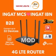 Mercusys TANPA HAD Modem B28 Mod MB115-4G 4G LTE Router 300Mbps SIM Plug & Play 4 Antena (Dikuasakan