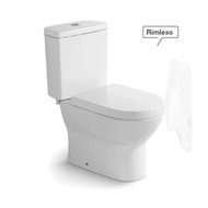 VERA CERAMICA | C.057P (Rimless) | White Rimless Toilet bowl with Water saving and Soft Close Seat Cover.