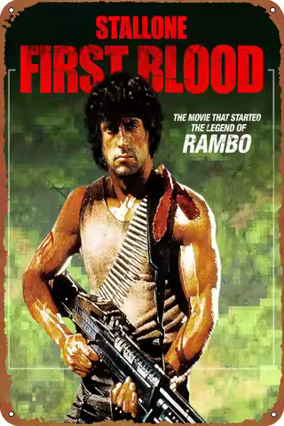 First Blood Movie Poster Metal aluminum retro home decoration bar office coffee shop kitchen bedroom