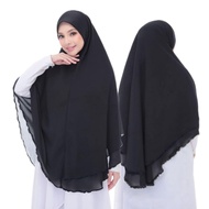 Bidang 60 / 5XL Khimar Berdagu Labuh Chiffon Awning Scuba 2 Layer/  Tudung Umrah  / mini telekung