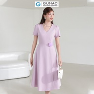 [25 - 29.6 |Voucher 10-14%] Đầm nữ A xòe cổ V thời trang GUMAC DE03017