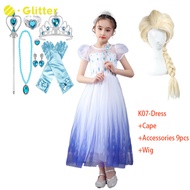 Dress For Kids Girl Frozen 2 Elsa Princess Costume Summer Baby Clothes Dresses Snow Queen Snowflake Costumes Wig Crown Accessories Clothing For Kid Girls