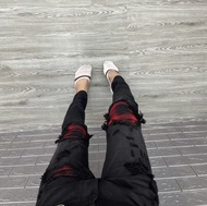 Quần jean nam mẫu mới Vá caro sang trọng boy phố Menswear vải dày dặn sang trọng phong cách