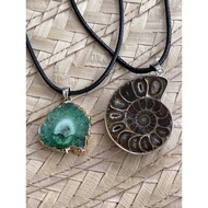 FOSSIL AMMONITE RAW GEMSTONE NATURAL CRYSTAL PENDANT