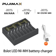 PUJIMAX battery charger NI-MH battery AA/AAA battery rechargeable battery 8slot LED fast charger