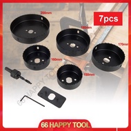 66 Happy Tool 7pcs Hole Saw Set Drill 150mm to 200mm Cutter Core Shaft For Plastic Wood Alloys & Thi