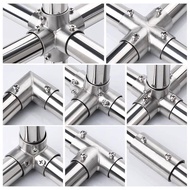 C. c. Stainless Steel Pipe Connector Round Pipe Fixing Fittings Drying Rack Fittings 19/25/32MM Elbo