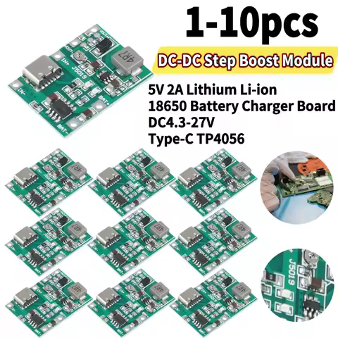 Lithium Li-ion 18650 4.2V 5V 2A Battery Charger Board DC-DC Step Up Boost Module Type-C TP4056 DC4.3