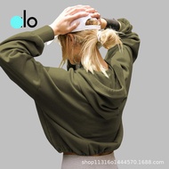 A alo Hooded Jacket Half Zipper Shape Loose Fit, Unisex Casual Top