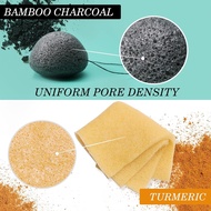DAGEDA 3Pcs Natural Konjac Face Sponges,Turmeric Wash Cloth and 2Pcs Bamboo Charcoal Face Scrub Spon