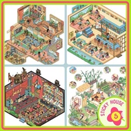 3D Picnic stickers new decorative stickers, 3D landscape stickers, sticky house landscape storage