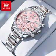 Olevs Women's Fashion Watch Quartz Movement Waterproof Calendar Stainless Steel Strap Women's Watch 