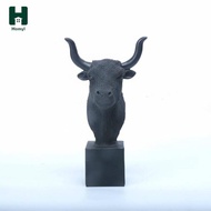 Homyl Bovine Head Statue Office Decoration Bovine Head Bust Decoration for Living Room, Desk