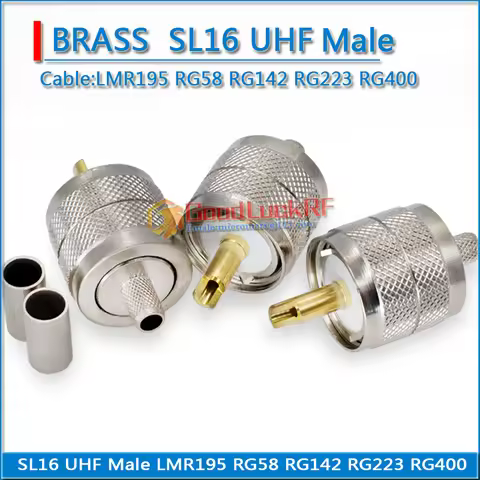 Connector Socket PL259 PL-259 SO239 SO-239 UHF Male Crimp for LMR195 RG58 RG142 RG223 RG400 Cable Si