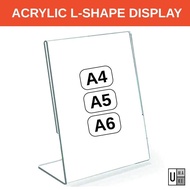 A4 A5 A6 Akrilik L-shape Display Stand Portrait Horisontal Transparan untuk QR Code Scan atau Promos