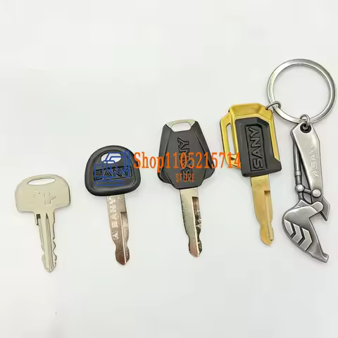 1PC Ignition Start Key with Excavator Bottle Opener Keychain for SANY Excavator SY16/35/55C/60/65/75