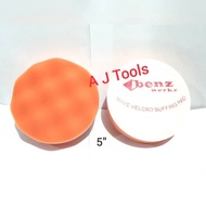5" Orange Polishing Foam / Wave Velcro Buffing Pad Orange 5 inch Benz