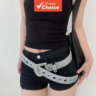 Women Fashion Wide ladies belt Sparkling Rhinestone Buckle Western Y2k Style belt for woman dress pa