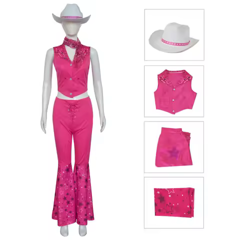 Movie Girl Pink Cosplay Costume Cowgirl Pink Outfits Ken Cowboy Suit Halloween Carnival Cosplay Ken 