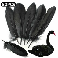 50pcs Black Nature Large Goose Feathers DIY Decoration 6-8 inches/15cm to 20cm