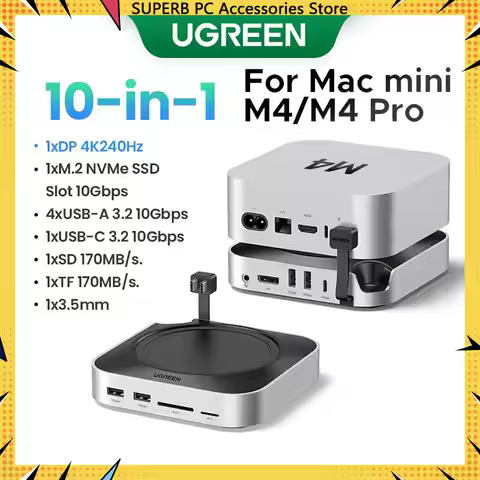 UGREEN Mac Mini Docking Station USB HUB Type-C to DP 4K240Hz M.2 NVMe SSD Slot 10Gbps SD&TF 3.5MM Ma