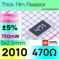 470Ω 2010 ±5% 750mW Thick Film Resistor 470R 471 UNI-ROYAL 201007J0471T4E