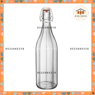 Square Italian Bottle With 10-Sided Cap 1 Liter (Bormioli Rocco)